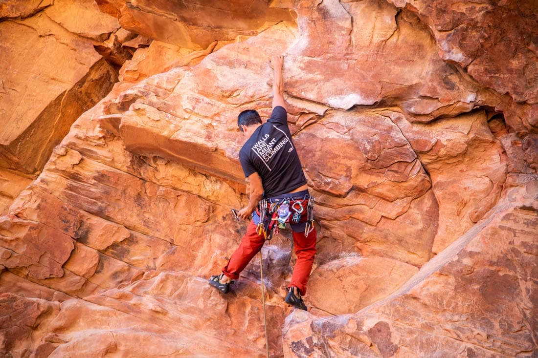 Climber on rock wall